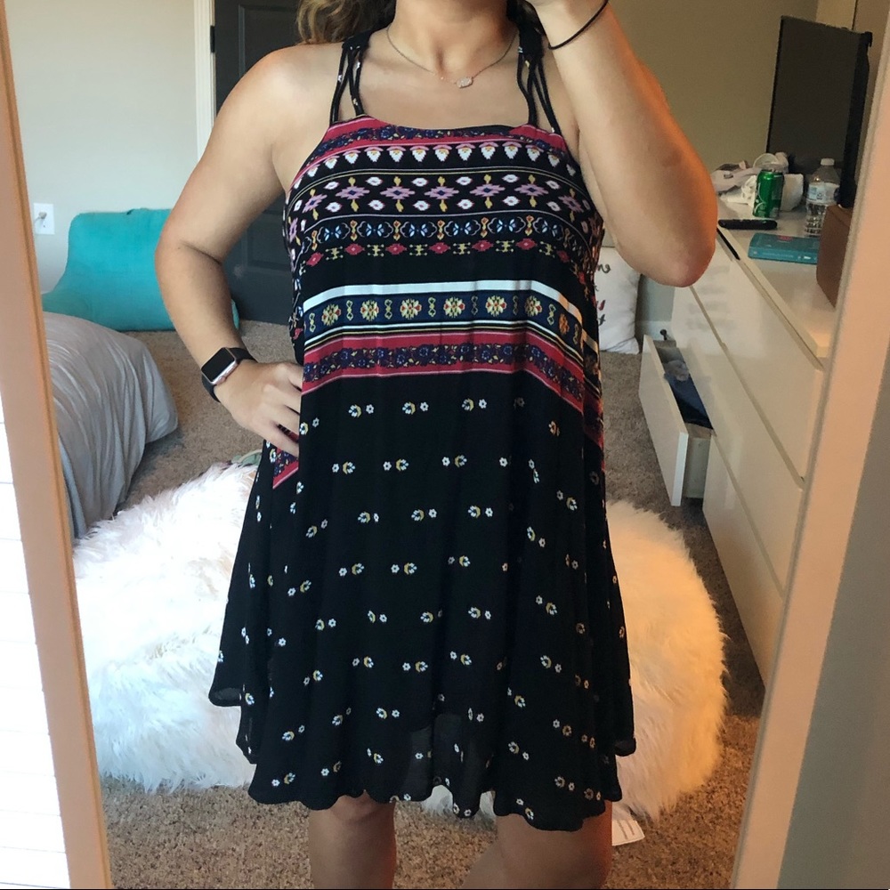 printed black dress